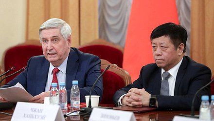 伊万·梅尔尼科夫国家杜马第一副主席和张汉晖中华人民共和国驻俄罗斯特命全权大使