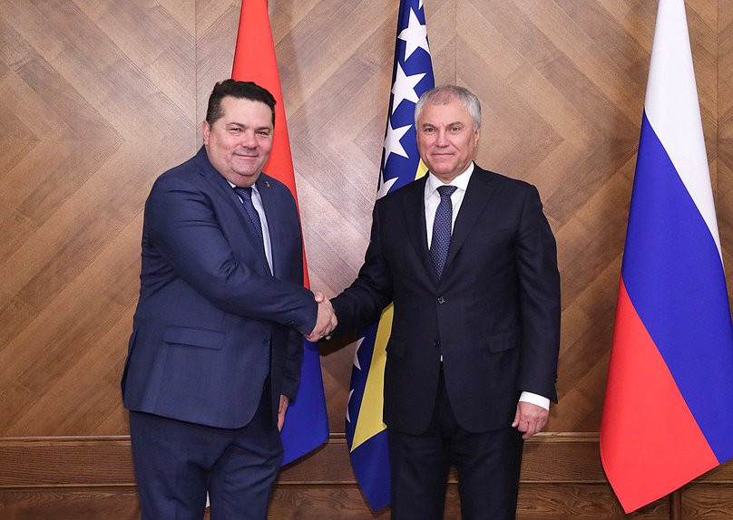 Chairman of the State Duma Vyacheslav Volodin and Speaker of the National Assembly of Republika Srpska (Bosnia and Herzegovina) Nenad Stevandić