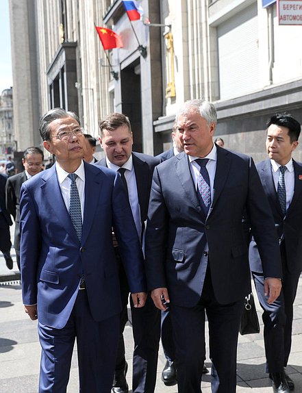 Chairman of the State Duma Vyacheslav Volodin and Chairman of the Standing Committee of the National People's Congress Zhao Leji