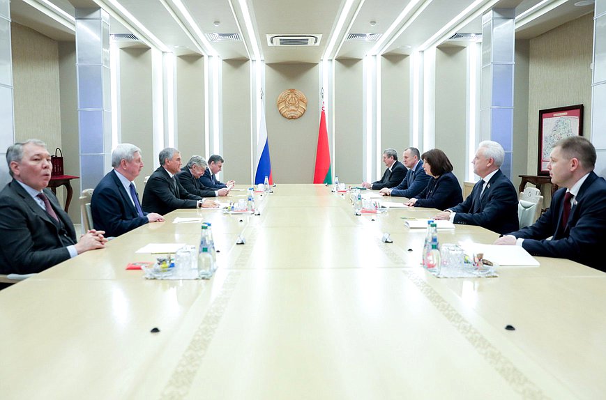 Meeting of Chairman of the State Duma Vyacheslav Volodin and Chairwoman of the Council of the Republic of the National Assembly of the Republic of Belarus Natalya Kochanova