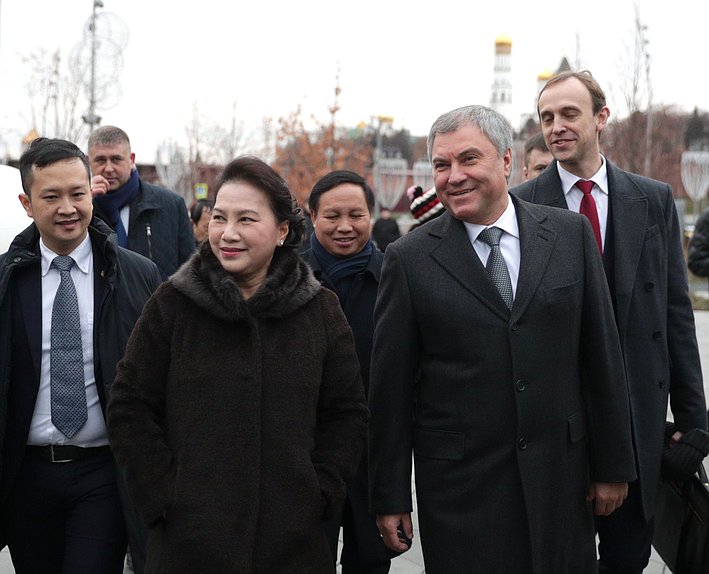 Chairwoman of the National Assembly of Vietnam Nguyễn Thị Kim Ngân and Chairman of the State Duma Viacheslav Volodin