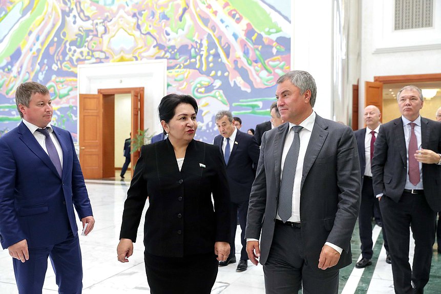 Chairwoman of the Senate of the Oliy Majlis of the Republic of Uzbekistan Tanzila Norbaeva and Chairman of the State Duma Viacheslav Volodin