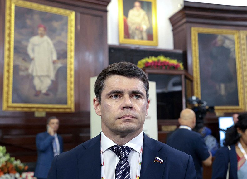 Chairman of the Committee on Information Policy, Information Technologies and Communications Sergey Boyarsky. The 12th International BRICS Parliamentary Forum