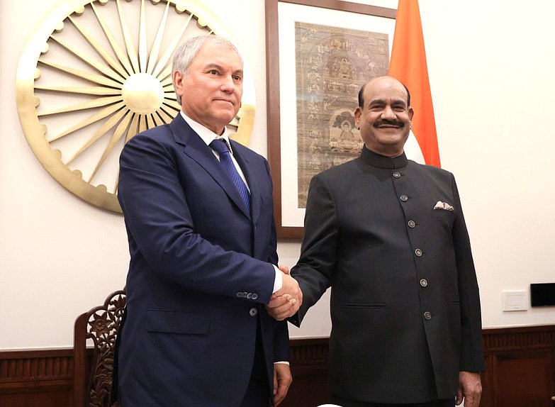 Meeting of Chairman of the State Duma Vyacheslav Volodin and Speaker of the Lok Sabha of the Parliament of the Republic of India Om Birla