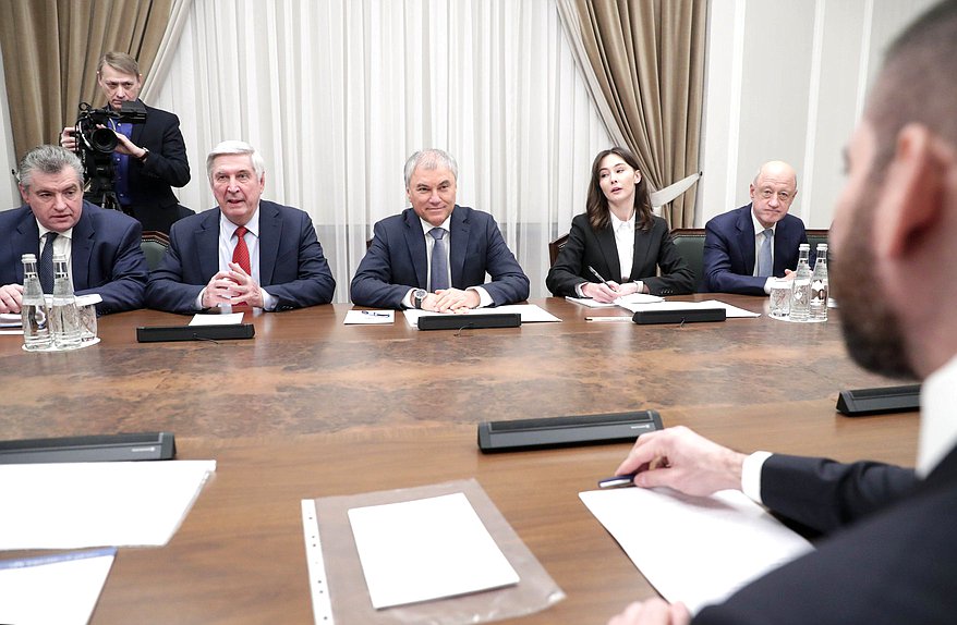 Reunión entre el Jefe de la Duma Estatal Vyacheslav Volodin y el Representante Especial del Presidente de la República de Nicaragua para el Desarrollo de las Relaciones con Rusia Laureano Ortega Murillo