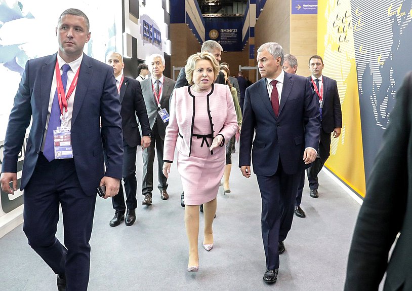 Chairman of the State Duma Vyacheslav Volodin and Speaker of the Federation Council Valentina Matvienko