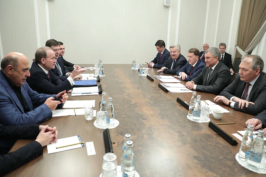 Meeting of Chairman of the State Duma Viacheslav Volodin and Chairman of the Inter-Factional Parliamentary Association of the Verkhovna Rada of Ukraine ”Inter-Parliamentary Dialogue for Peace: Ukraine-Russia-Germany-France” Viktor Medvedchuk