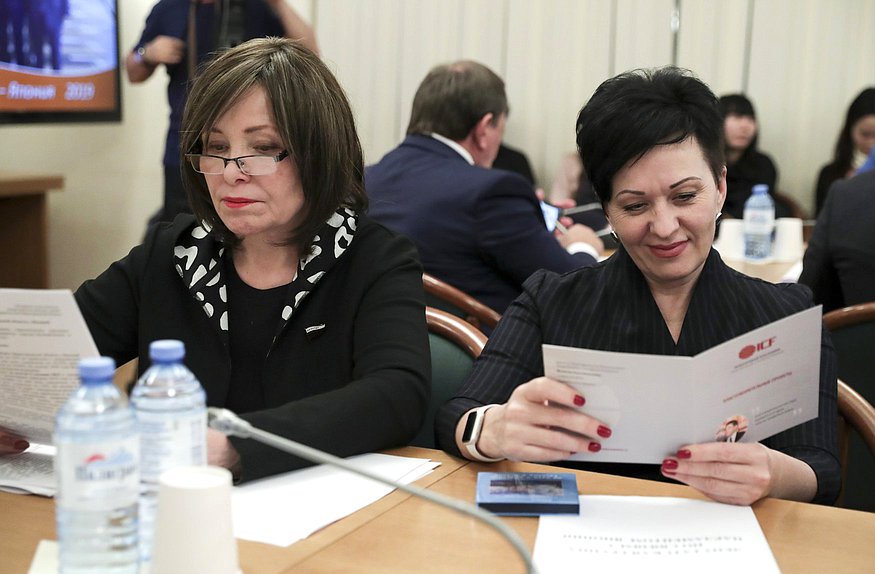 Member of the Committee on Security and Corruption Control Viktoriia Nikolaeva and member of the Committee on Issues of Family, Women and Children Valentina Mironova