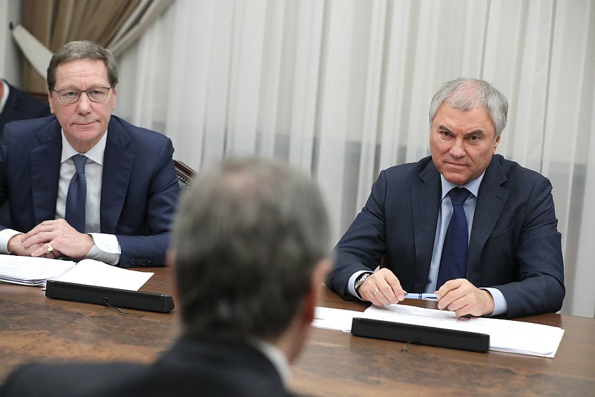 Chairman of the State Duma Vyacheslav Volodin and First Deputy Chairman of the State Duma Alexander Zhukov