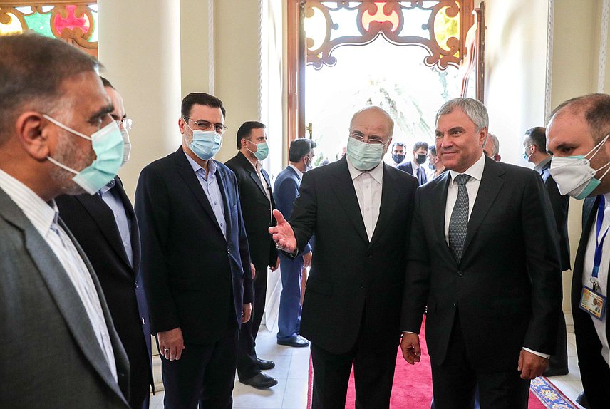 Chairman of the State Duma Viacheslav Volodin and Speaker of the Islamic Consultative Assembly of the Islamic Republic of Iran Mohammad Bagher Ghalibaf