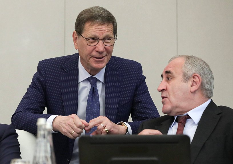 Первый заместитель Председателя Государственной Думы Александр Жуков и заместитель Председателя Государственной Думы Сергей Неверов