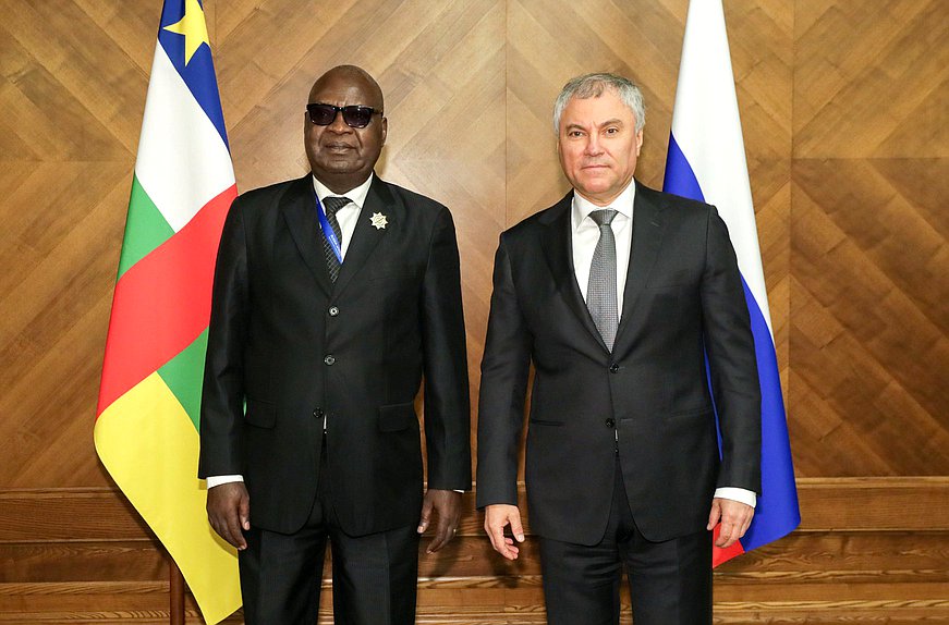 Chairman of the State Duma Vyacheslav Volodin and President of the National Assembly of the Central African Republic Simplice Mathieu Sarandji