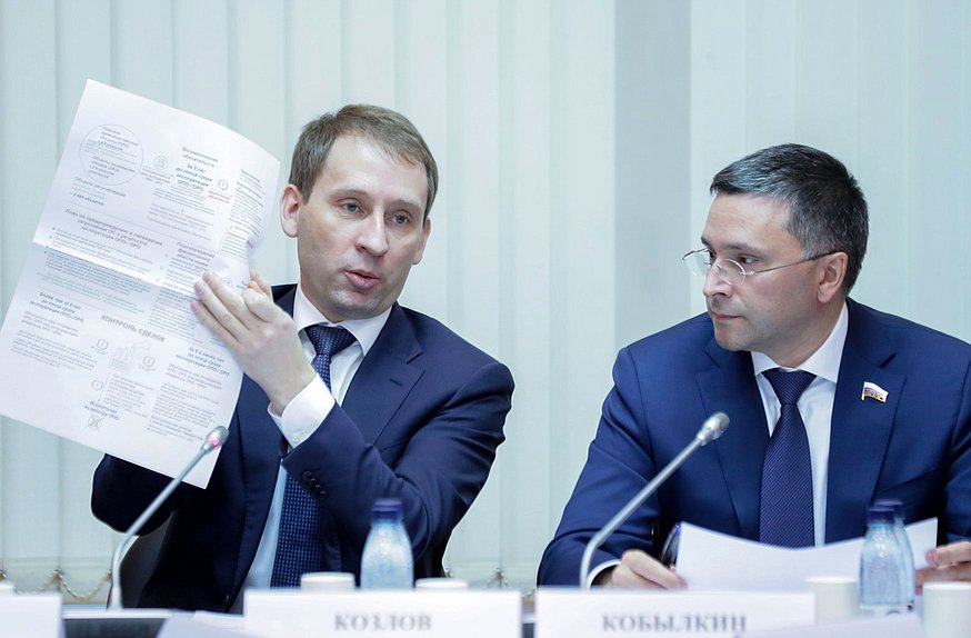 Министр природных ресурсов и экологии РФ Александр Козлов и Председатель Комитета по экологии, природным ресурсам и охране окружающей среды Дмитрий Кобылкин