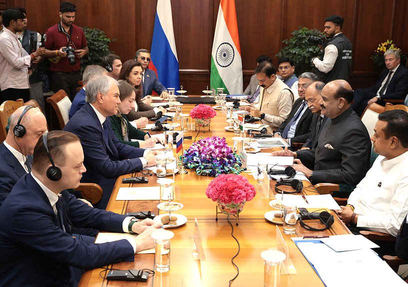 Meeting of Chairman of the State Duma Vyacheslav Volodin and Speaker of the Lok Sabha of the Parliament of the Republic of India Om Birla