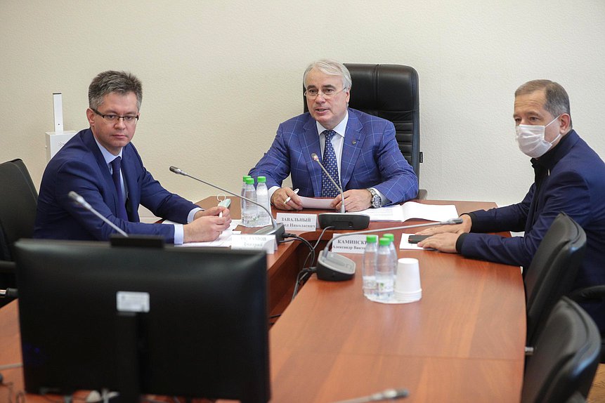 Заместитель Председателя Комитета по энергетике Дмитрий Исламов, Председатель Комитета Павел Завальный и член Комитета Александр Каминский
