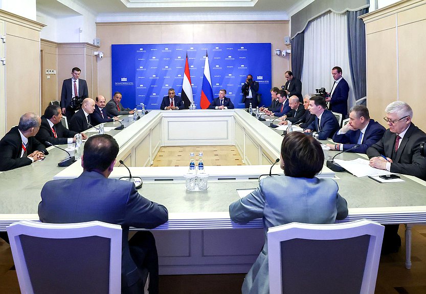 Meeting of Chairman of the State Duma Vyacheslav Volodin and President of the Presidential Leadership Council of the Republic of Yemen Rashad Mohammed Al-Alimi