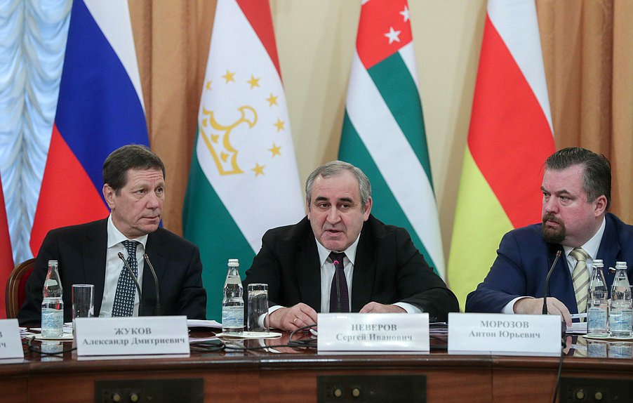 First Deputy Chairman of the State Duma Aleksandr Zhukov, Deputy Chairman of the State Duma Sergei Neverov and member of the Committee on International Affairs Anton Morozov