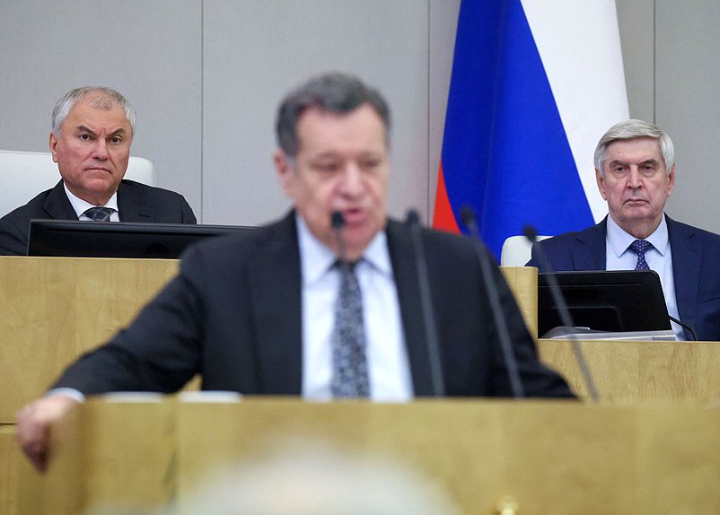 Председатель Государственной Думы Вячеслав Володин и Первый заместитель Председателя Государственной Думы Иван Мельников