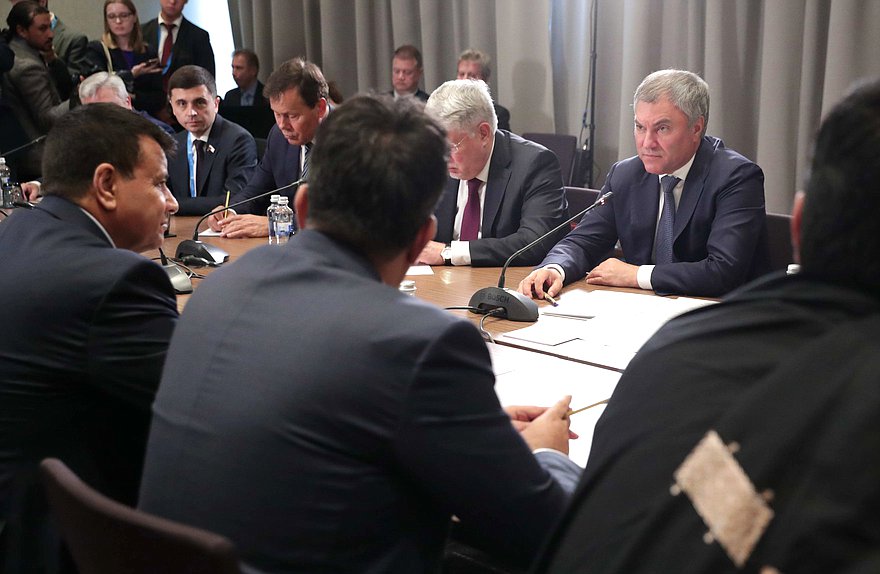 Meeting of Chairman of the State Duma Viacheslav Volodin and Speaker of the House of the People of the National Assembly of Afghanistan Mir Rahman Rahmani