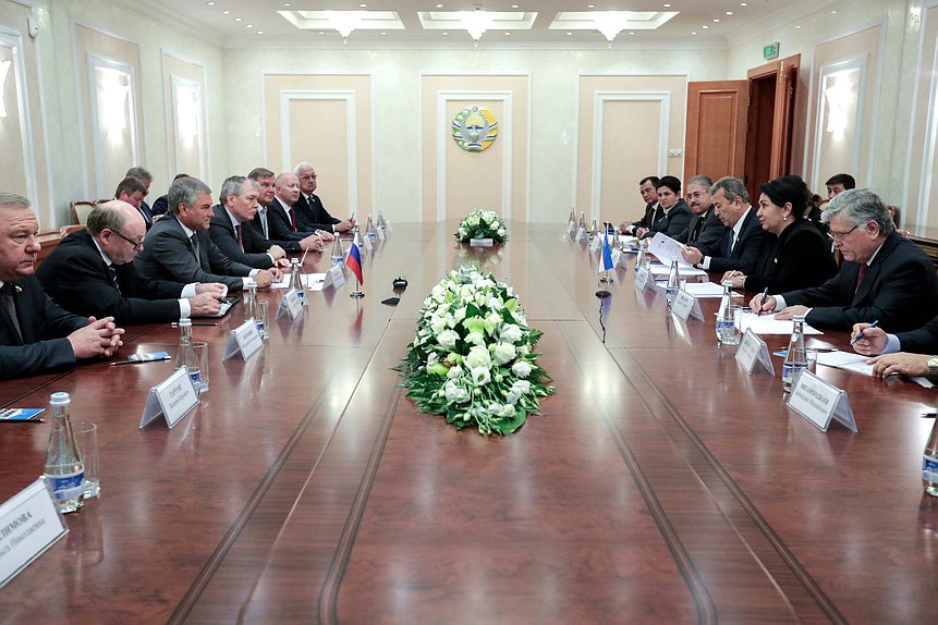 Meeting of Chairman of the State Duma Viacheslav Volodin and Chairwoman of the Senate of the Oliy Majlis of the Republic of Uzbekistan Tanzila Norbaeva