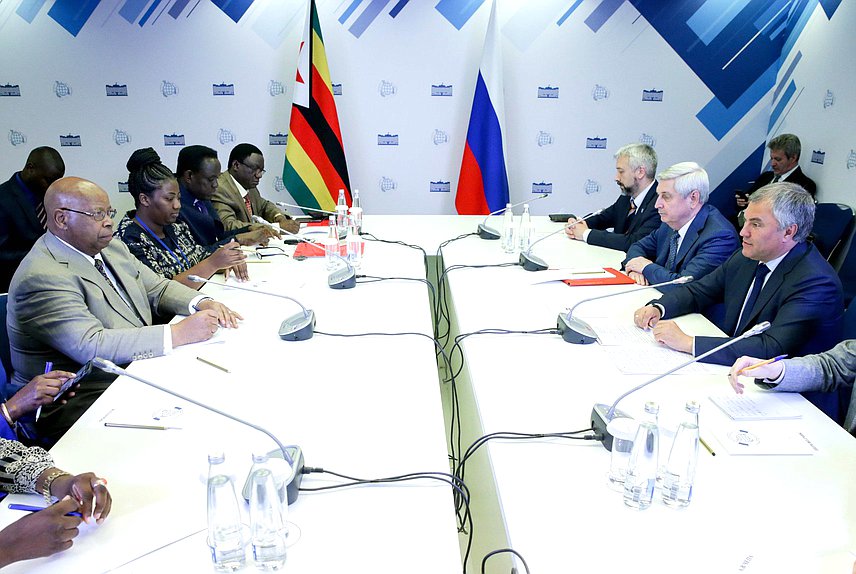 Meeting of Chairman of the State Duma Viacheslav Volodin and Speaker of the National Assembly of the Republic of Zimbabwe Jacob Mudenda