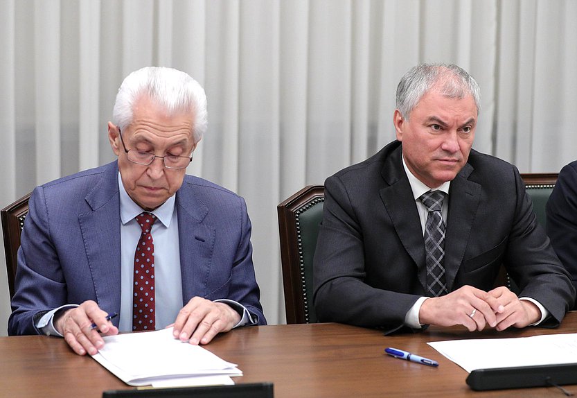 Chairman of the State Duma Vyacheslav Volodin and leader of the United Russia faction Vladimir Vasiliev