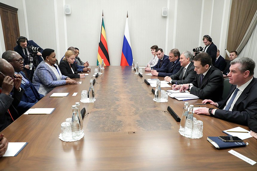 Meeting of Chairman of the State Duma Vyacheslav Volodin and President of the Senate of the Republic of Zimbabwe Mabel Chinomona