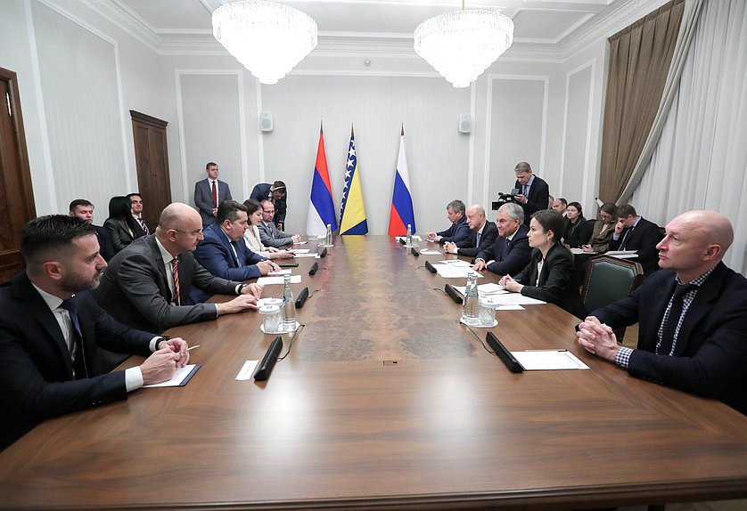 Meeting of Chairman of the State Duma Vyacheslav Volodin and Speaker of the National Assembly of Republika Srpska (Bosnia and Herzegovina) Nenad Stevandić