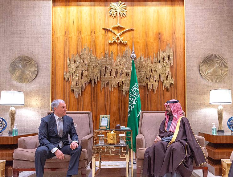 国家杜马主席维亚切斯拉夫·沃洛金与沙特阿拉伯王储穆罕默德·本·萨勒曼·阿勒沙特会面
