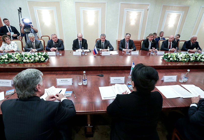 Meeting of Chairman of the State Duma Viacheslav Volodin and Chairwoman of the Senate of the Oliy Majlis of the Republic of Uzbekistan Tanzila Norbaeva