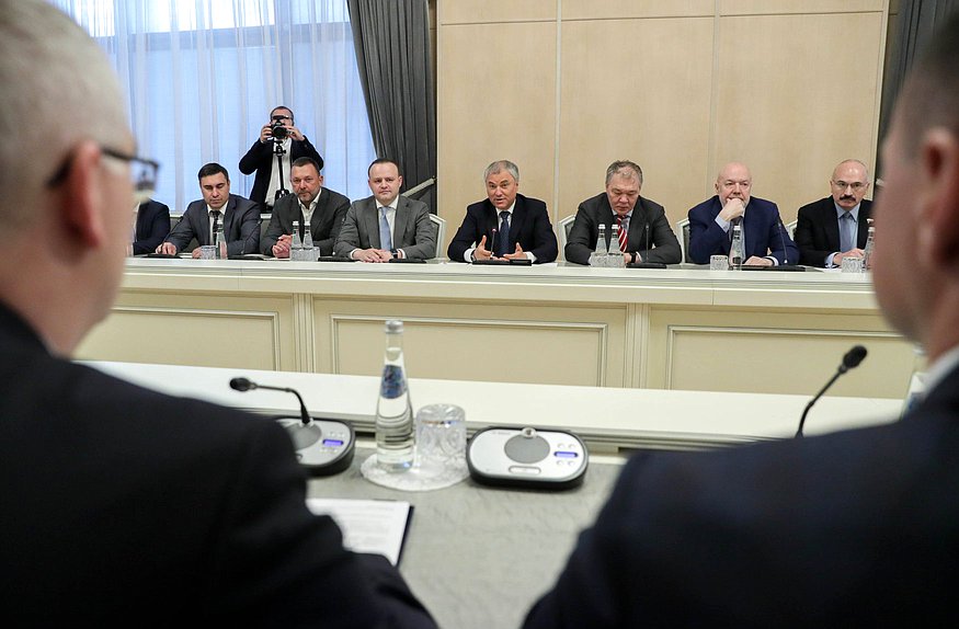 Meeting of Chairman of the State Duma Vyacheslav Volodin and Chairman of the DPR People's Council Vladimir Bidevka