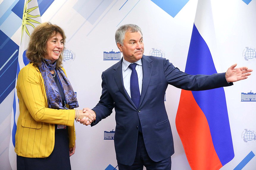 Chairman of the State Duma Viacheslav Volodin and President of the Chamber of Representatives of the General Assembly of the Oriental Republic of Uruguay Cecilia Bottino