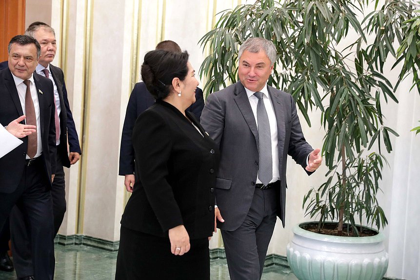 Chairwoman of the Senate of the Oliy Majlis of the Republic of Uzbekistan Tanzila Norbaeva and Chairman of the State Duma Viacheslav Volodin