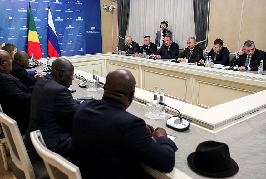 Meeting of Chairman of the State Duma Vyacheslav Volodin and President of the Senate of the Parliament of the Republic of Congo Pierre Ngolo