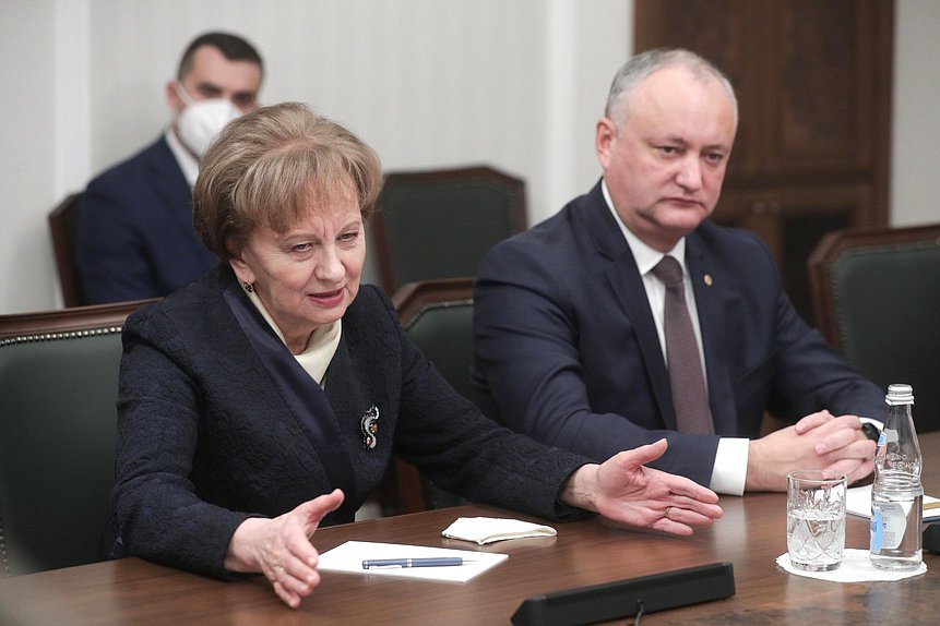 Speaker of the Parliament of the Republic of Moldova Zinaida Greceanîi and ex-President of the Republic of Moldova Igor Dodon