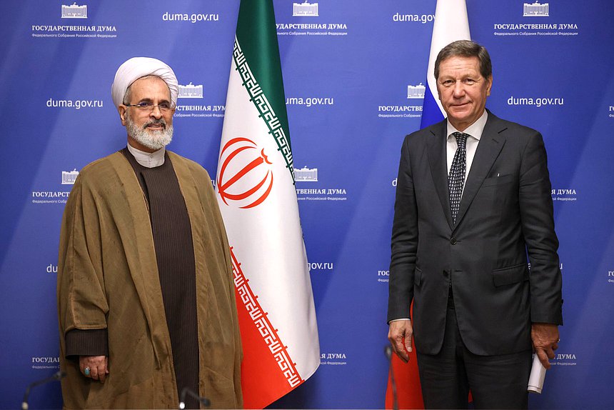 First Deputy Chairman of the State Duma Alexander Zhukov and Deputy Chairman of the Assembly of Experts of the Islamic Republic of Iran Alireza Arafi