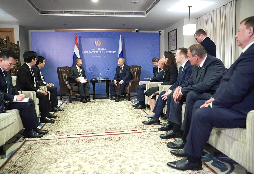 Chairman of the State Duma Vyacheslav Volodin and President of the Senate of the National Assembly of the Kingdom of Thailand Mongkol Surasajja