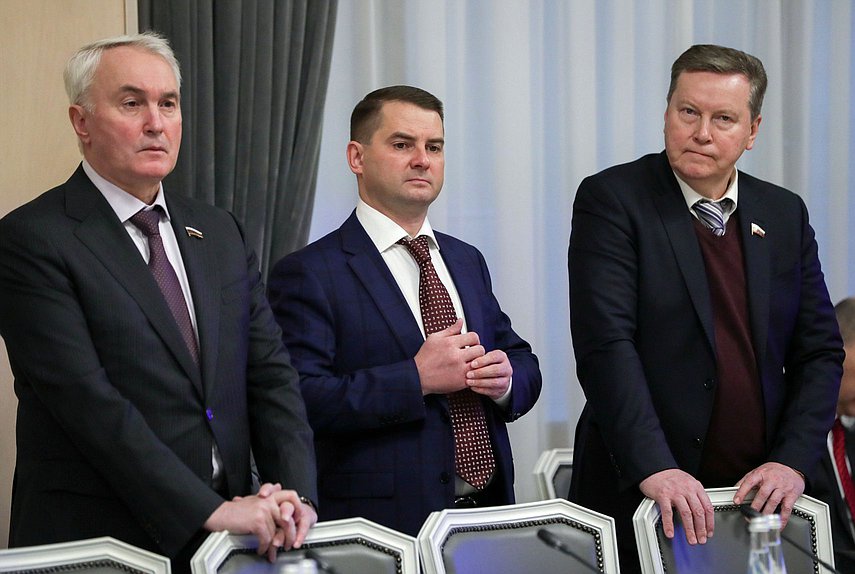 Chairman of the Committee on Defence Andrey Kartapalov, Chairman of the Committee on Labor, Social Policy and Veterans' Affairs Yaroslav Nilov and First Deputy Chairman of the Committee on Agrarian Issues Oleg Nilov