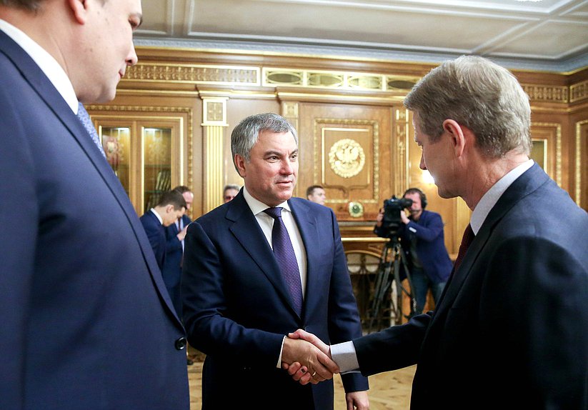 Chairman of the State Duma Viacheslav Volodin and member of the European Parliament from Lithuania, Vice-Chairman of Europe of Freedom and Direct Democracy Group Rolandas Paksas