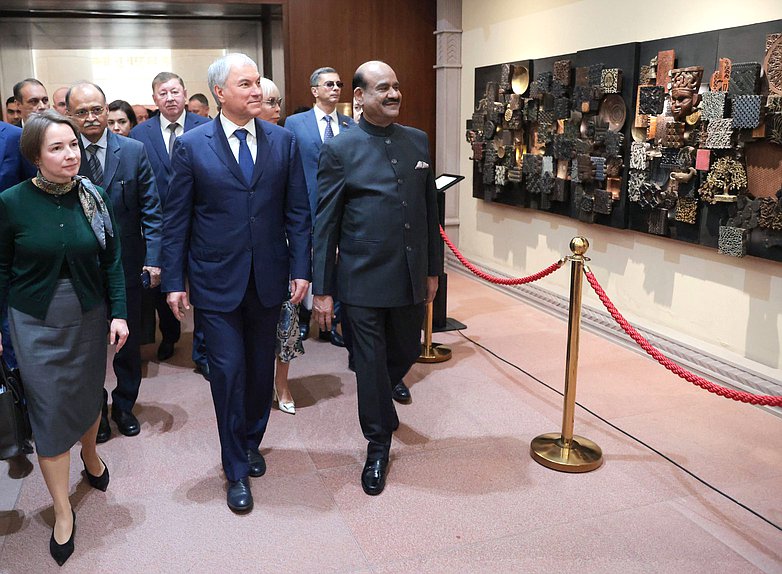 Chairman of the State Duma Vyacheslav Volodin and Speaker of the Lok Sabha of the Parliament of the Republic of India Om Birla
