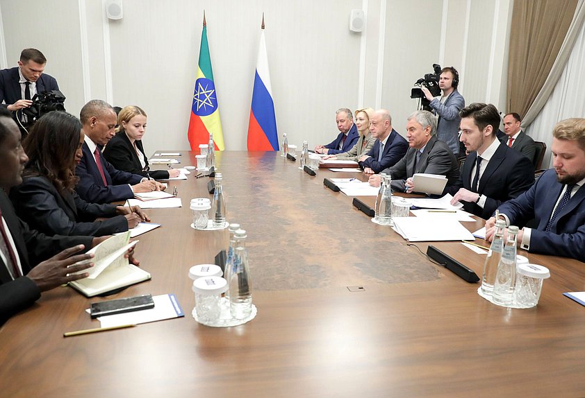 Meeting of Chairman of the State Duma Vyacheslav Volodin and Speaker of the House of Federation of the Federal Democratic Republic of Ethiopia Agegnehu Teshager