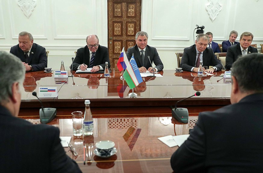 Meeting of Chairman of the State Duma Viacheslav Volodin with Speaker of the Legislative Chamber of the Oliy Majlis Nuriddinjon Ismailov