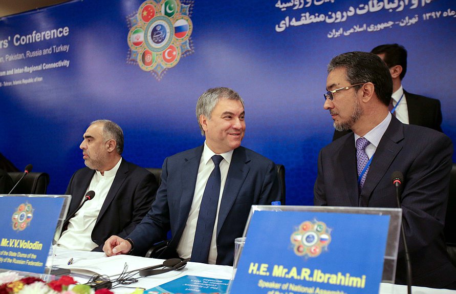 Chairman of the State Duma Viacheslav Volodin and Speaker of the House of People of the National Assembly of the Islamic Republic of Afganistan Abdul Rauf Ibrahimi