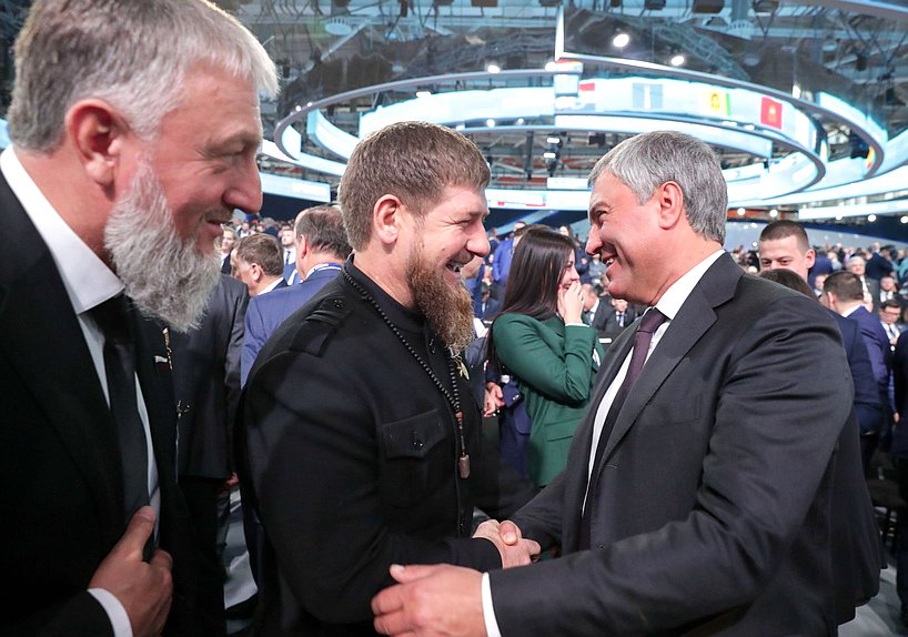 Председатель Государственной Думы Вячеслав Володин, Глава Чеченской Республики Рамзан Кадыров и член Комитета по безопасности и противодействию коррупции Адам Делимханов