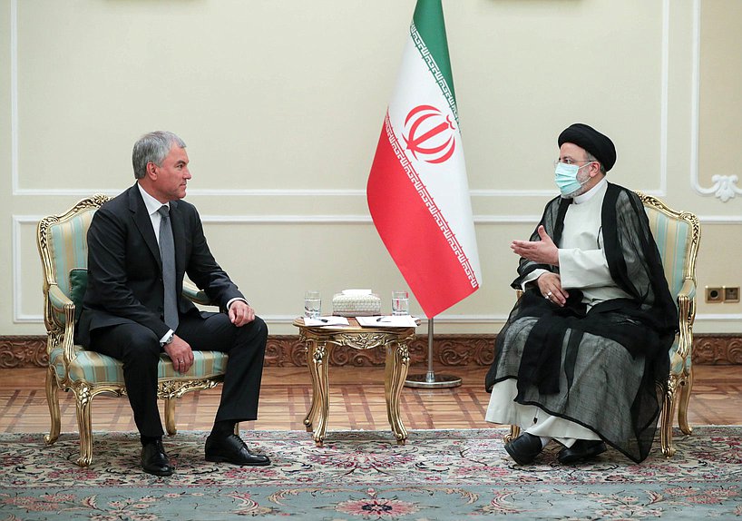 Chairman of the State Duma Viacheslav Volodin and President of the Islamic Republic of Iran Seyyed Ebrahim Raisi