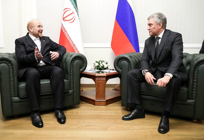 Chairman of the State Duma Viacheslav Volodin and Speaker of the Parliament of Iran Mohammad Bagher Ghalibaf