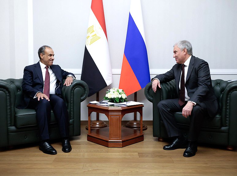 Chairman of the State Duma Vyacheslav Volodin and Minister of Foreign Affairs, Emigration, and Egyptian Expatriates of the Arab Republic of Egypt Badr Ahmed Mohamed Abdelatty