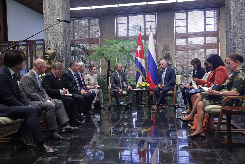 Meeting of Chairman of the State Duma Vyacheslav Volodin and First Secretary of the Central Committee of the Communist Party of Cuba, the President of the Republic Miguel Díaz-Canel Bermúdez