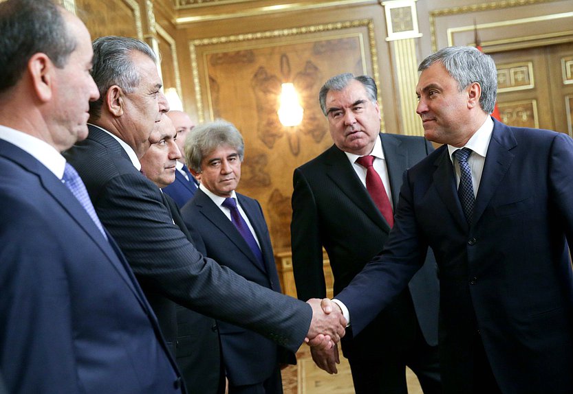 Chairman of the State Duma Viacheslav Volodin and President of Tajikistan Emomali Rahmon