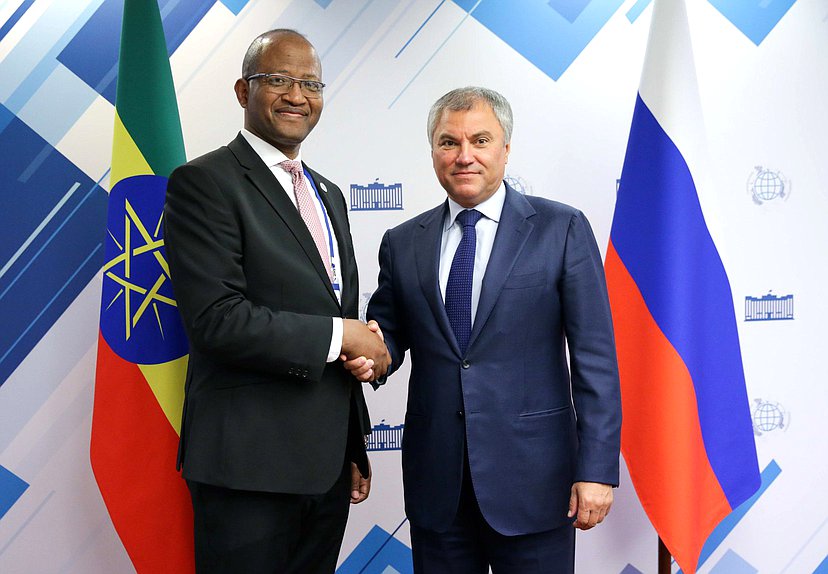 Chairman of the State Duma Viacheslav Volodin and Speaker of the House of Peoples' Representatives of the Federal Democratic Republic of Ethiopia Tagesse Chaffo